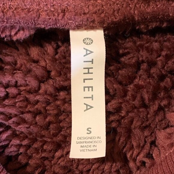 Athleta‎ Reversible Sherpa 511866 Maple Red Hooded Sweatshirt Size S - Picture 6 of 12